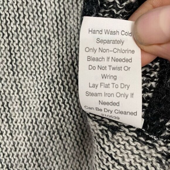 CAbi Women's Wool Blend Cardigan Sweater  Open Collared Gray Black Long Sleeve L - Picture 10 of 11